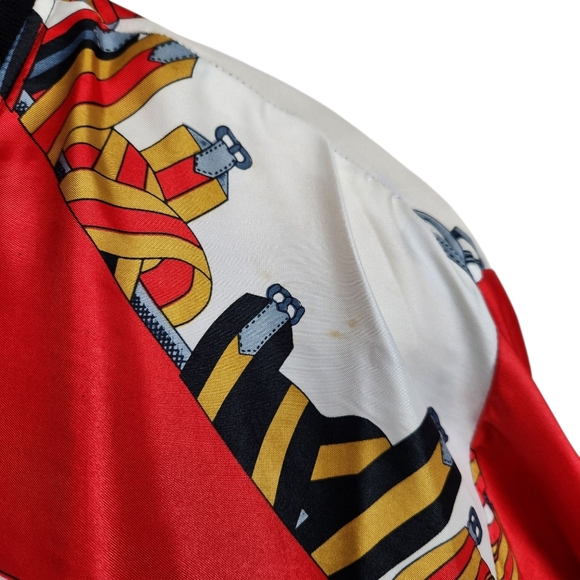 Mighty Vintage Equestrian Steeplechase Satin Bomber Jacket Womens Size Large - Picture 9 of 12